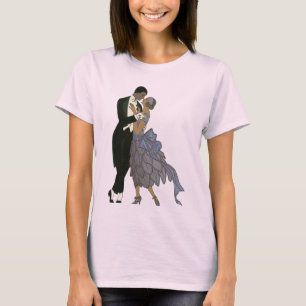 Camiseta Vintage Art Deco de recién casados, baile de novia