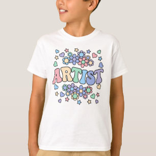 Camiseta Vintage ARTISTA-retro Groovy, flores, corazón, est