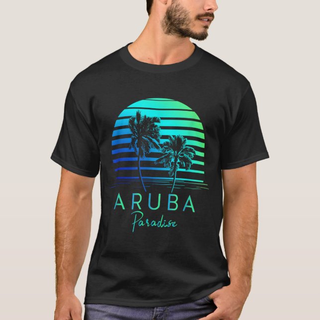 Camiseta Vintage Aruba Beach Tropical Vibes Vacaciones Souv (Anverso)