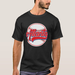 Camiseta Vintage Atlanta Cityscape Baseball Para Hombres Mu