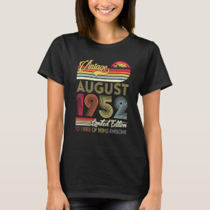 Camiseta Vintage August 1952 70th Bday de 70 años