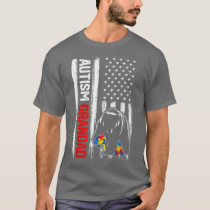 Camiseta Vintage Autism Grandad Bear American Flag Awarenes