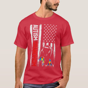 Camiseta Vintage Autism Grandmom Bear American Flag Awarene