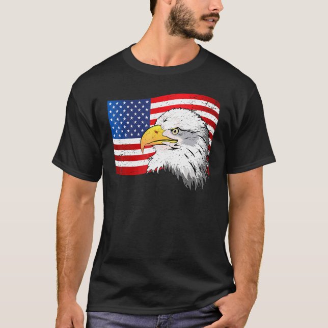 Camiseta Vintage Bald Eagle Bandera Americana (Anverso)