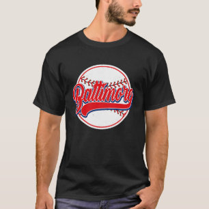 Camiseta Vintage Baltimore Cityscape Baseball Para Hombres