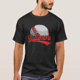 Camiseta Vintage Baltimore Cityscape Baseball Para Hombres