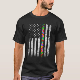Camiseta Vintage Bandera Estadounidense Autismo Awareness P
