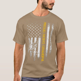 Camiseta Vintage bandera estadounidense orgullosa de esquia