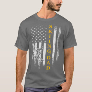 Camiseta Vintage bandera estadounidense orgullosa de esquia