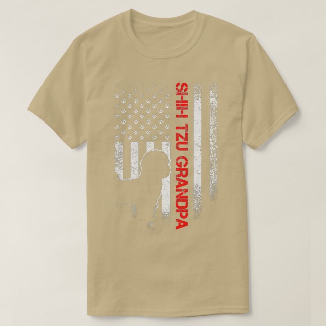 Camiseta Vintage bandera estadounidense orgullosa Shih Tzu  (Diseño del anverso)