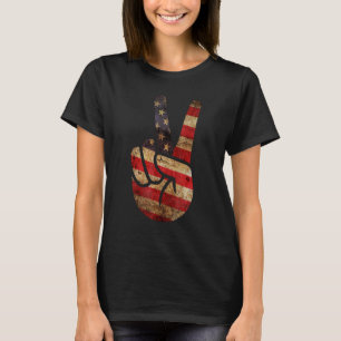 Camiseta Vintage Bandera Estadounidense Signo De Paz De La 