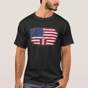 Camiseta Vintage Banjo With American Flag Music Orchestra
