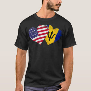 Camiseta Vintage Barbados American Flag Heart for Barbadian