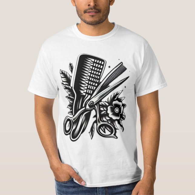 Camiseta Vintage Barber Flash Tattoo" (Anverso)