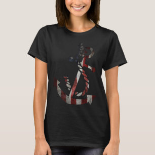 Camiseta Vintage barco náutico ancla Bandera Americana océa