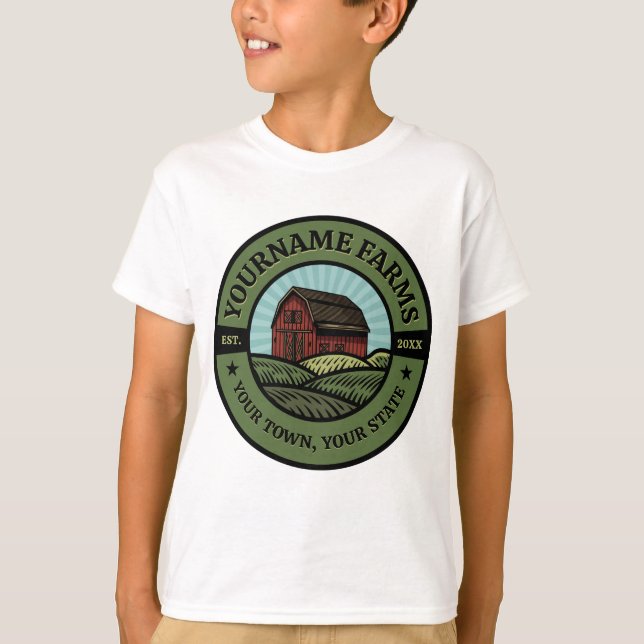Camiseta Vintage Barn AÑADIR NOMBRE País Granjero Cultivo (Anverso)
