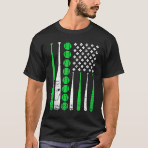 Camiseta Vintage Baseball St Patricks Day Bandera Estadouni