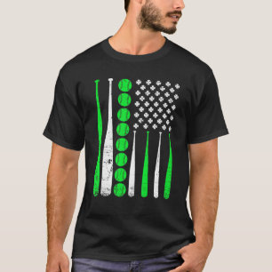 Camiseta Vintage Baseball St Patricks Day Bandera Estadouni