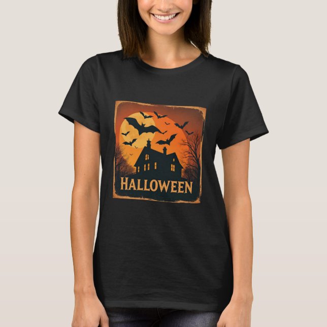 Camiseta Vintage Bats Halloween Poster 🦇 🧡 (Anverso)