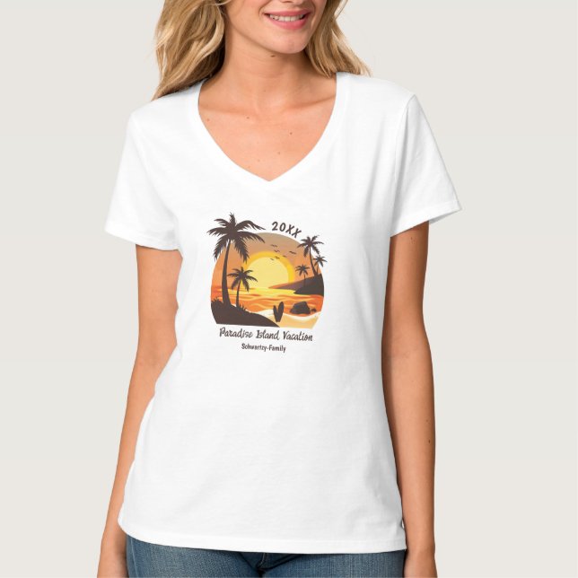 Camiseta Vintage Beach Sunset Vacation surf naranja marrón (Anverso)
