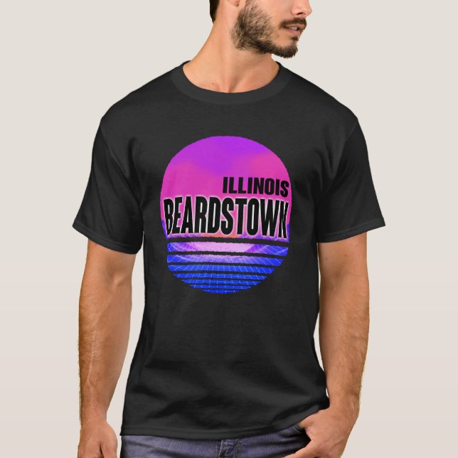 Camiseta Vintage Beardstown Vaporwave Illinois (Anverso)