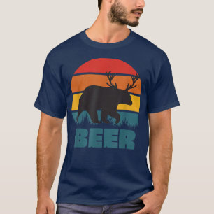 Camiseta Vintage Beer Deer Bear Retro Funny Hunting Hunters