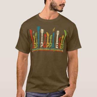 Camiseta Vintage Best Poppa Ever Daddy Guitar Father's Day 