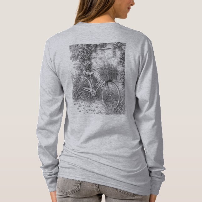 Camiseta Vintage Bicycle and Roses Sketch (Reverso)