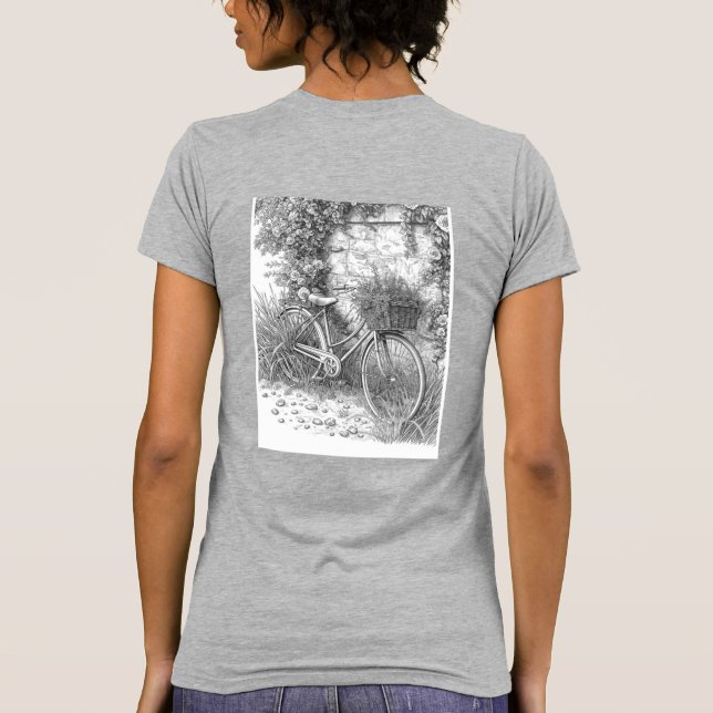 Camiseta Vintage Bicycle and Roses Sketch (Reverso)