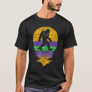 Camiseta Vintage Bigfoot Lover Feliz Mardi Gras Fiesta Fest