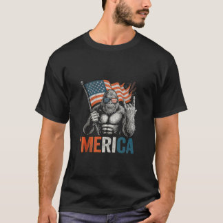 Camiseta vintage Bigfoot Merica Rock usa Flag Patriotic 4th