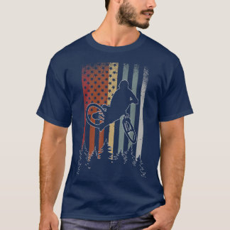 Camiseta Vintage Biker Bandera Americana Montaña Bicicleta 