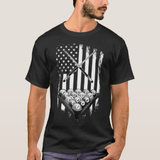 Camiseta Vintage Billiard American Flag Pool Player