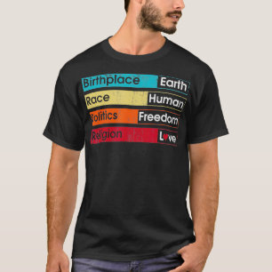 Camiseta vintage Birplace Earth Race Human Politics Relig