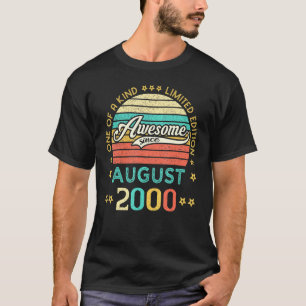 Camiseta Vintage Birthday Awesome Since August 2000 Limited