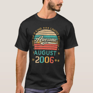 Camiseta Vintage Birthday Awesome Since August 2006 Limited