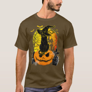 Camiseta Vintage Black Cat Witch Scary Halloween