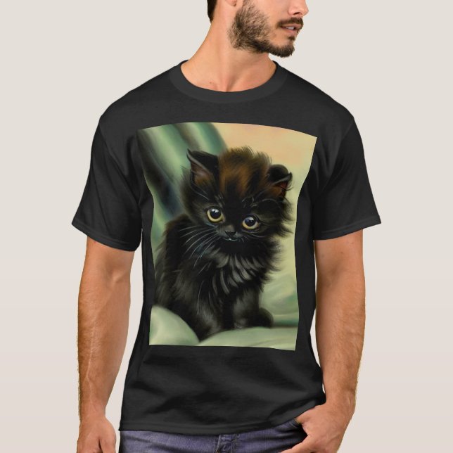 Camiseta Vintage Black Kitten Ilustracion (Anverso)