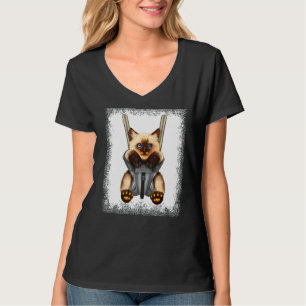 Camiseta Vintage Bleached Cute Siamese Kitten Baby Sling Re