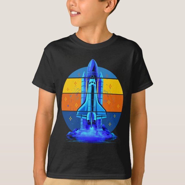 Camiseta Vintage Blue Space Shuttle Spaceship (Anverso)