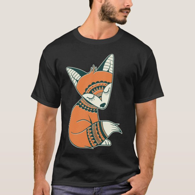Camiseta Vintage Boho Tribal Fox Cute Foxes Animal (Anverso)