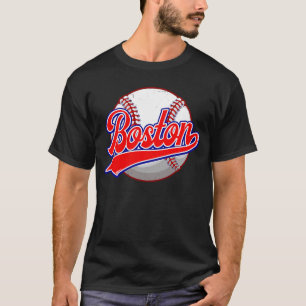 Camiseta Vintage Boston Cityscape Béisbol Jugador y Fans