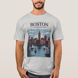 Camiseta Vintage Boston Massachusetts Cityscape & Sailboat