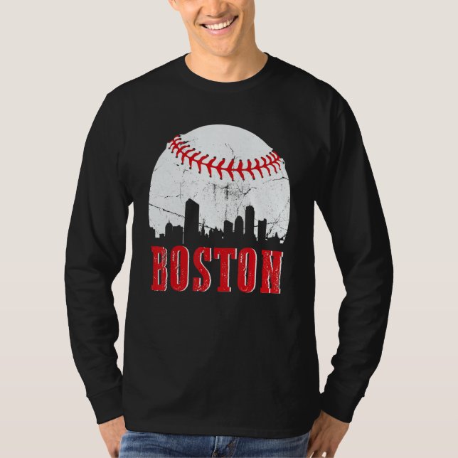 Camiseta Vintage Boston Skyline Baseball Game Day (Anverso)