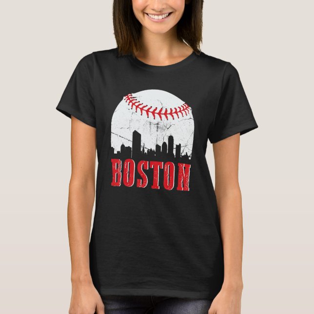 Camiseta Vintage Boston Skyline Baseball Game Day (Anverso)