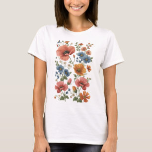 Camiseta Vintage Botanical Poppies