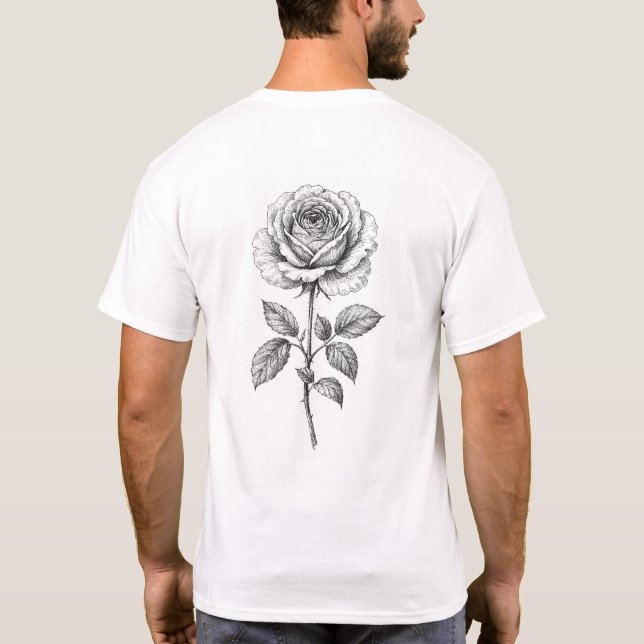 Camiseta Vintage Botanical Rose Illustration T-Shirt (Reverso)