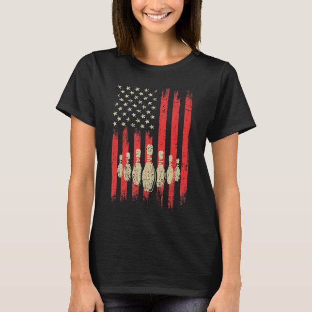 Camiseta Vintage Bowling American Bandera Bowling (Anverso)