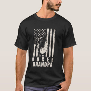 Camiseta Vintage Boxer Abuelo Bandera Estadounidense Perro