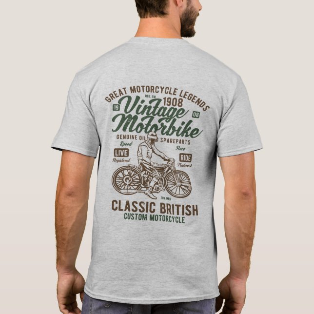 Camiseta Vintage British Motorbike Cafe Racer (Reverso)